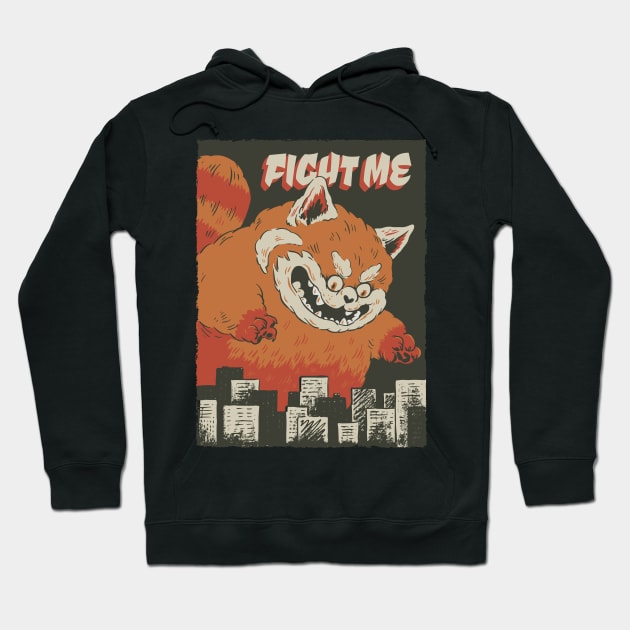 Giant red panda attack city Hoodie by Christyn Evans